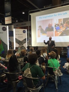 Andre Kearns presenting to presenting to future scientists, analysts, & mappers at GEOINT 2016